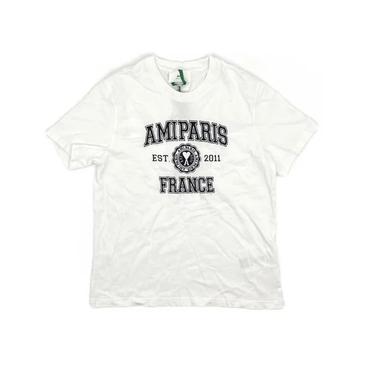 AMI Ami Paris Logo Print White T-Shirt 0079 Size US S / EU 44-46 / 1 - 2 Thumbnail