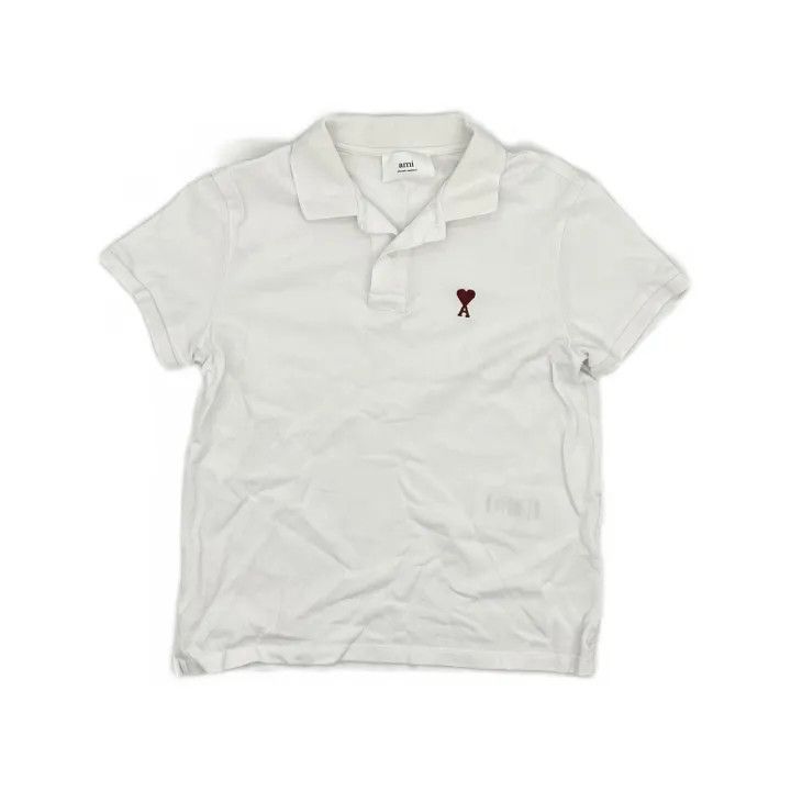 AMI AMI SS22 Heart Logo White Polo Shirt 0079 Size US S / EU 44-46 / 1 - 2 Thumbnail