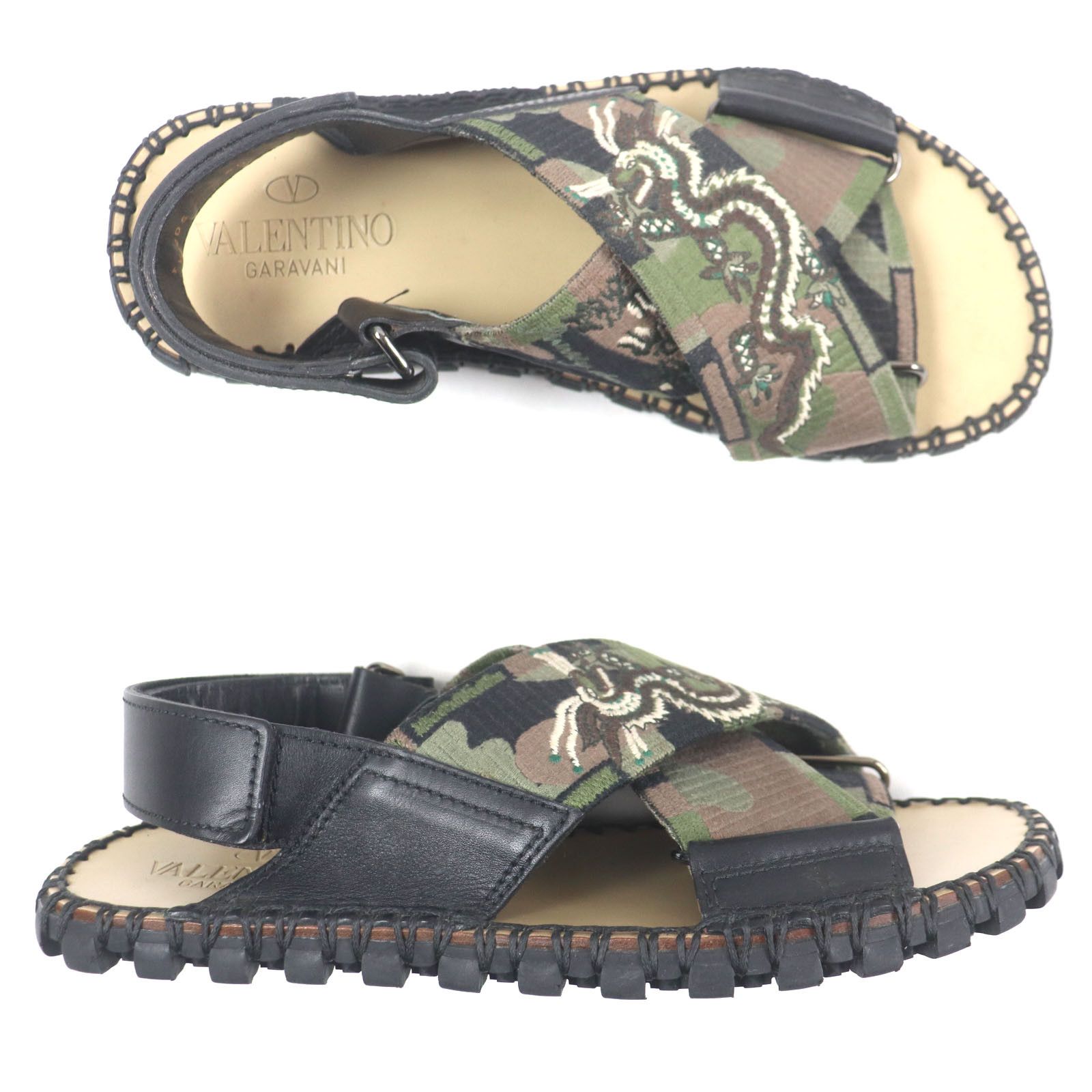 Valentino Valentino Valentino Dragon Embroidery Leather Sandals Leather Shoes Size ONE SIZE - 5 Thumbnail