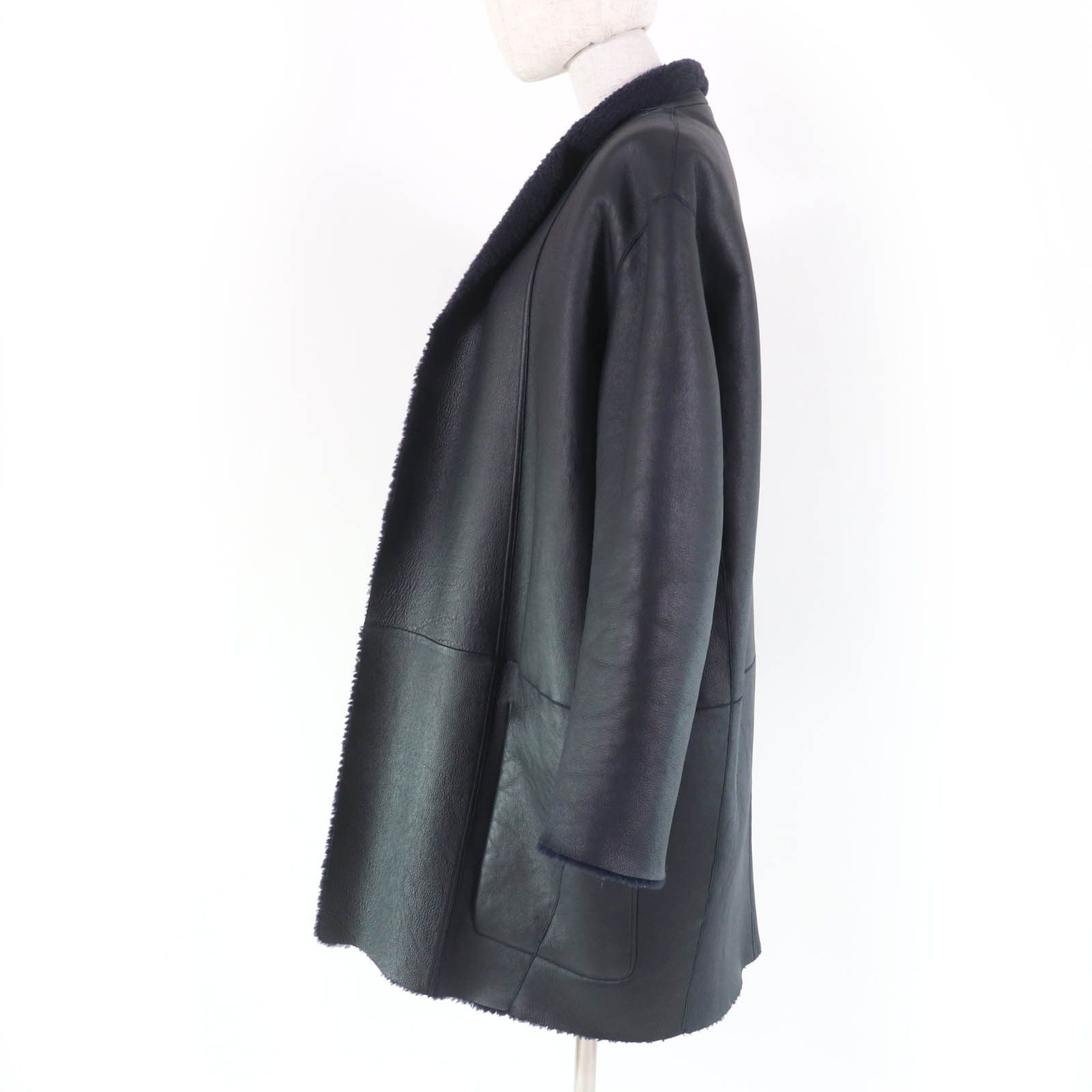 Celine Celine Celine Egg Crombie Mouton Sheep Leather Coat Leather Outerwear Size ONE SIZE - 2 Thumbnail