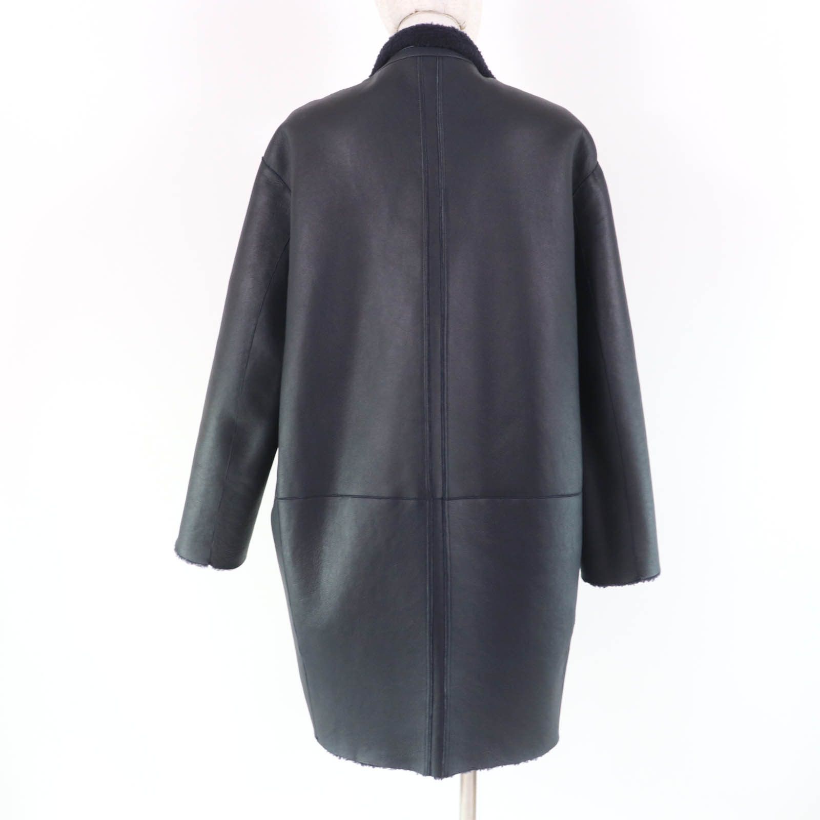 Celine Celine Celine Egg Crombie Mouton Sheep Leather Coat Leather Outerwear Size ONE SIZE - 3 Thumbnail