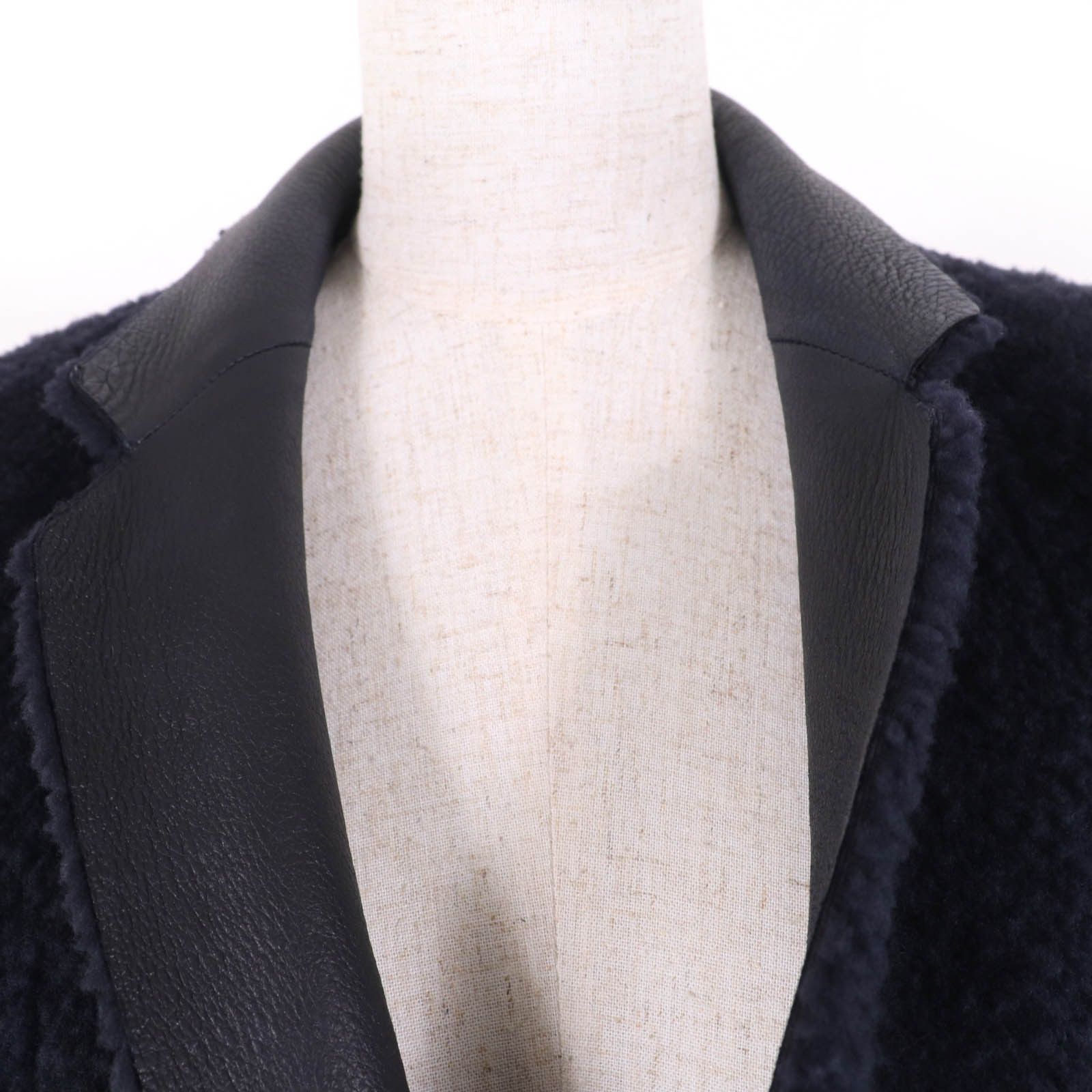 Celine Celine Celine Egg Crombie Mouton Sheep Leather Coat Leather Outerwear Size ONE SIZE - 8 Thumbnail