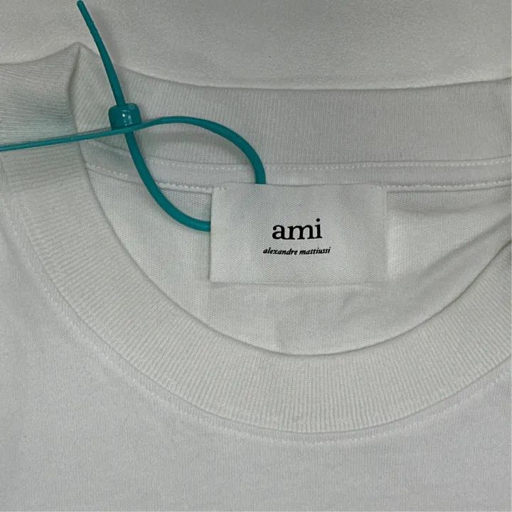 AMI Paris FW23 Logo Print White T-Shirt 0079