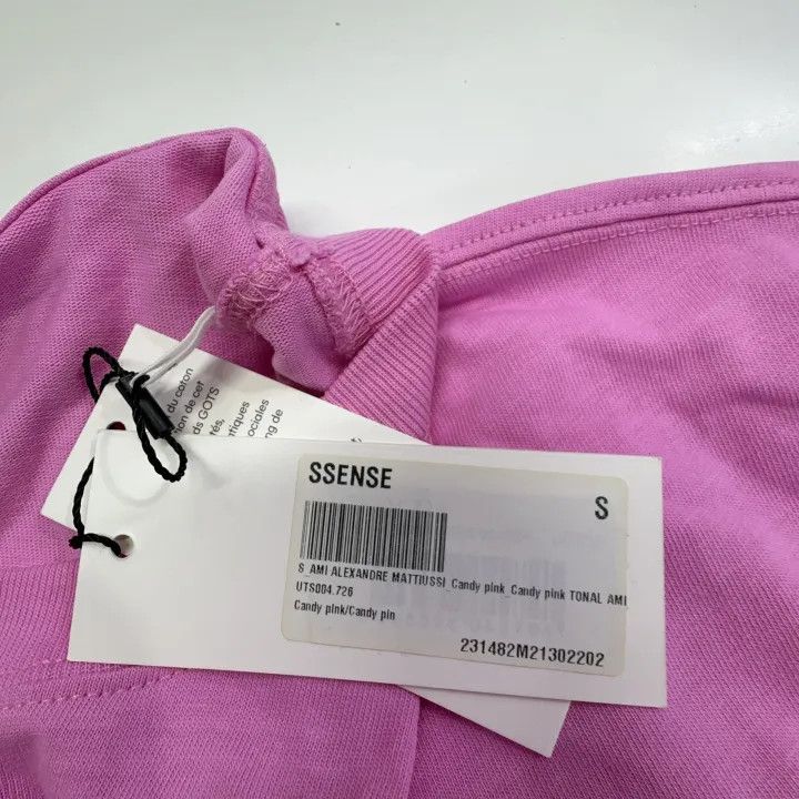 AMI AMIPARIS Solid Pink Heart Logo Short Sleeve T-Shirt 0079 Size US S / EU 44-46 / 1 - 5 Thumbnail