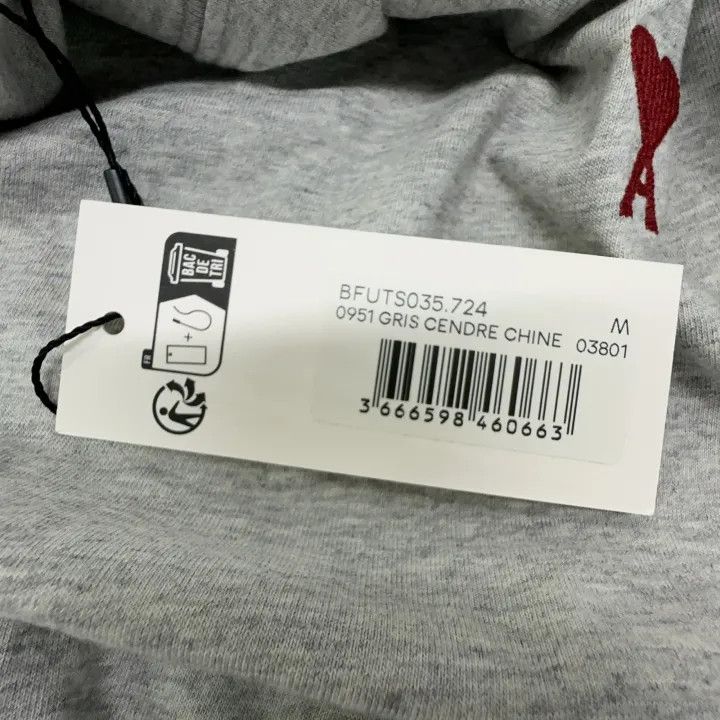 AMI AMI Paris Gray Short Sleeve T-Shirt with Heart Logo 0079 Size US M / EU 48-50 / 2 - 5 Thumbnail