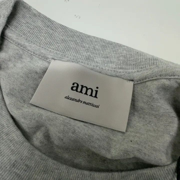 AMI AMI Paris Gray Short Sleeve T-Shirt with Heart Logo 0079 Size US M / EU 48-50 / 2 - 7 Thumbnail