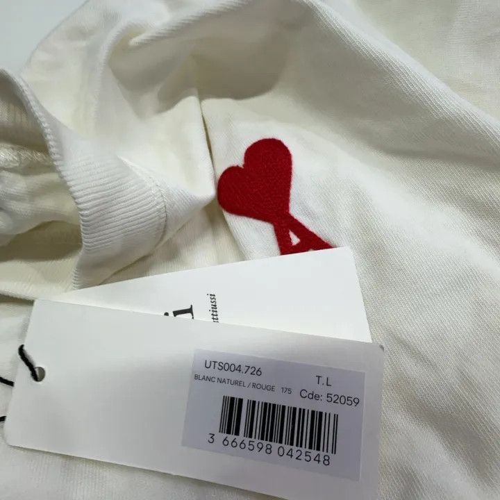 AMI AMI Classic Heart Embroidered White T-Shirt 0079 Size US L / EU 52-54 / 3 - 4 Thumbnail
