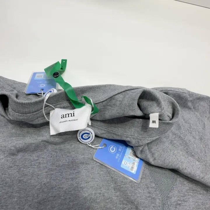 AMI AMIPARIS SS22 Gray Logo Embroidered Short Sleeve T-Shirt 0079 Size US M / EU 48-50 / 2 - 4 Thumbnail