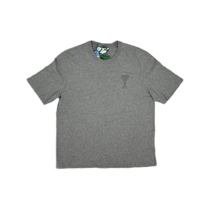 AMI AMIPARIS SS22 Gray Logo Embroidered Short Sleeve T-Shirt 0079 Size US M / EU 48-50 / 2 - 2 Thumbnail