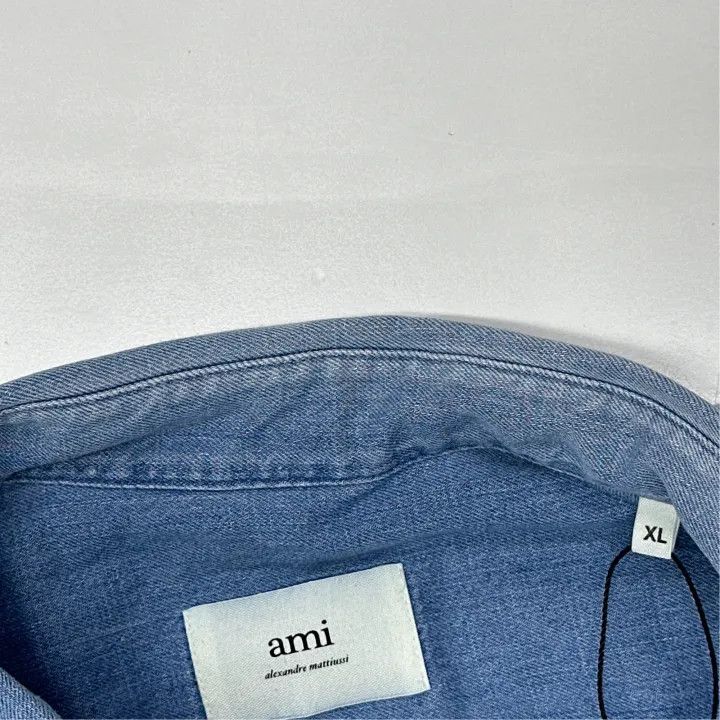 AMI AMI Paris Blue Heart Pattern Long Sleeve Shirt 0079 Size US XL / EU 56 / 4 - 2 Thumbnail
