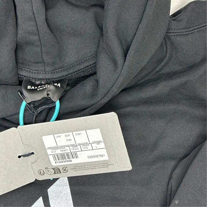 Balenciaga Balenciaga Logo Print Black Hoodie for Men 0079 Size US L / EU 52-54 / 3 - 2 Thumbnail
