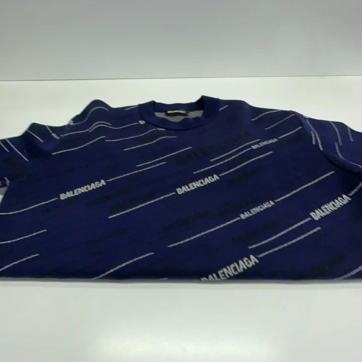 Balenciaga Balenciaga Logo Knit Sweater in Dark Blue 0079 Size US XS / EU 42 / 0 - 8 Thumbnail