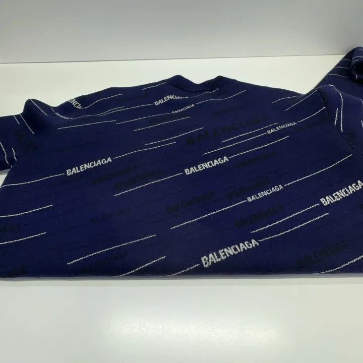 Balenciaga Balenciaga Logo Knit Sweater in Dark Blue 0079 Size US XS / EU 42 / 0 - 12 Thumbnail