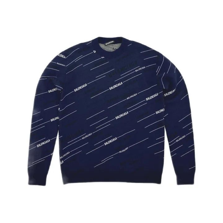 Balenciaga Balenciaga Logo Knit Sweater in Dark Blue 0079 Size US XS / EU 42 / 0 - 2 Thumbnail