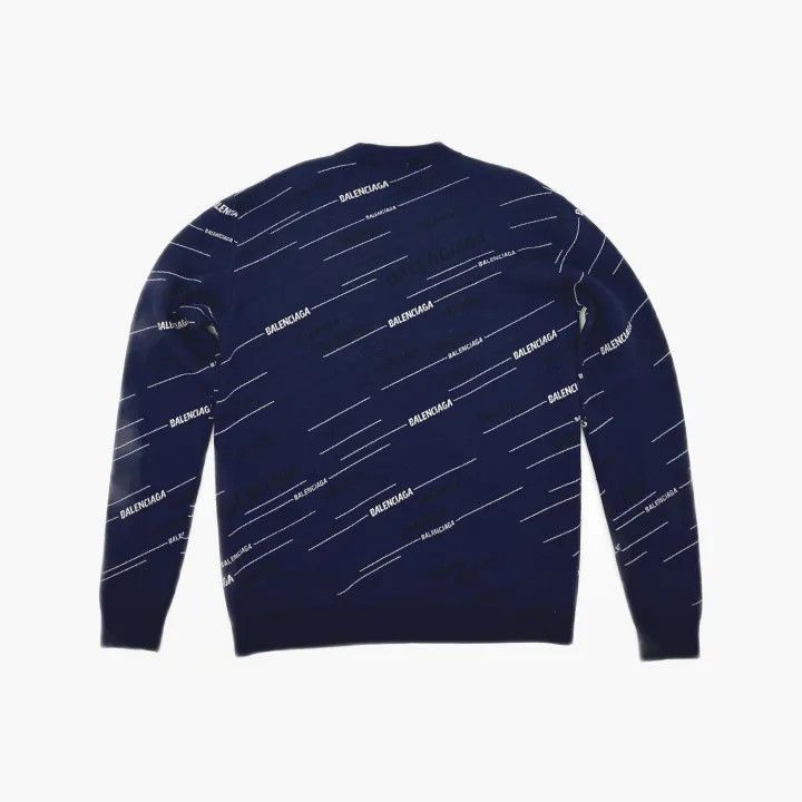 Balenciaga Balenciaga Logo Knit Sweater in Dark Blue 0079 Size US XS / EU 42 / 0 - 3 Thumbnail