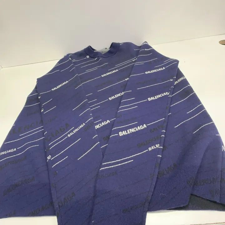 Balenciaga Balenciaga Logo Knit Sweater in Dark Blue 0079 Size US XS / EU 42 / 0 - 10 Thumbnail
