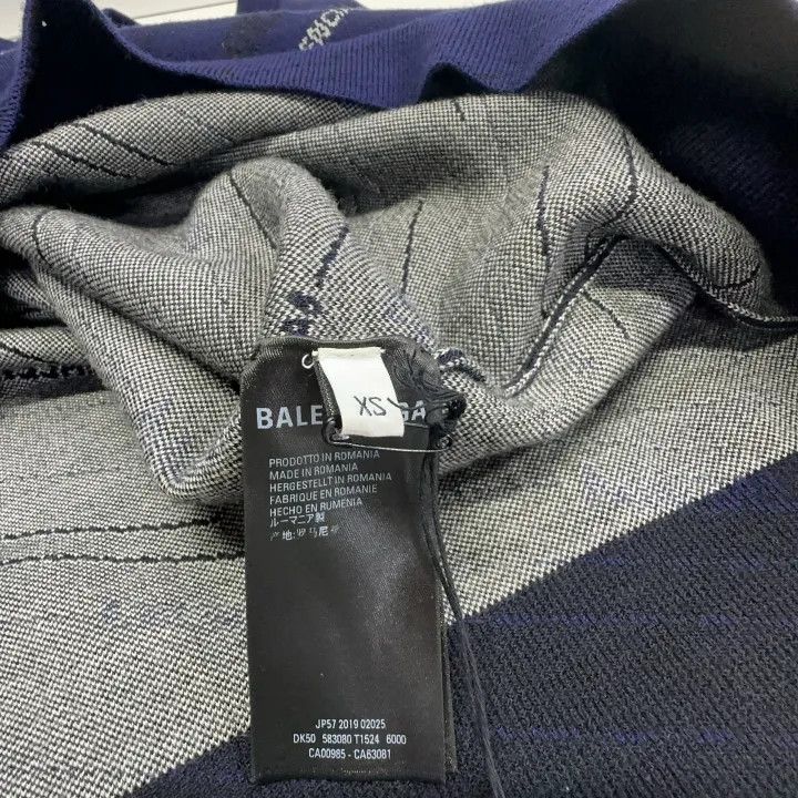 Balenciaga Balenciaga Logo Knit Sweater in Dark Blue 0079 Size US XS / EU 42 / 0 - 4 Thumbnail