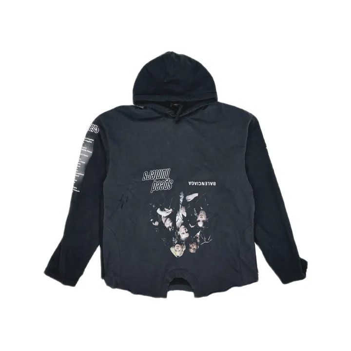 Balenciaga Balenciaga Black Printed Oversized Hoodie 0079 Size US L / EU 52-54 / 3 - 2 Thumbnail