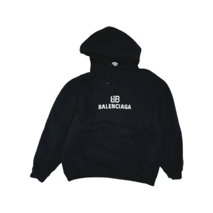 Balenciaga Balenciaga Logo Printed Fleece Hoodie Black 0079 Size US M / EU 48-50 / 2 - 2 Thumbnail
