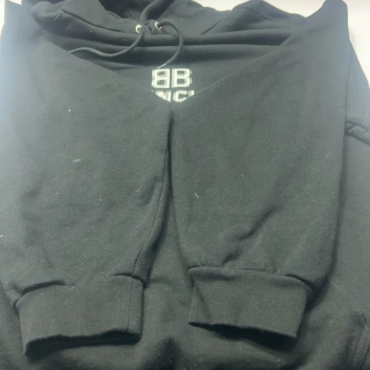 Balenciaga Balenciaga Logo Printed Fleece Hoodie Black 0079 Size US M / EU 48-50 / 2 - 10 Thumbnail