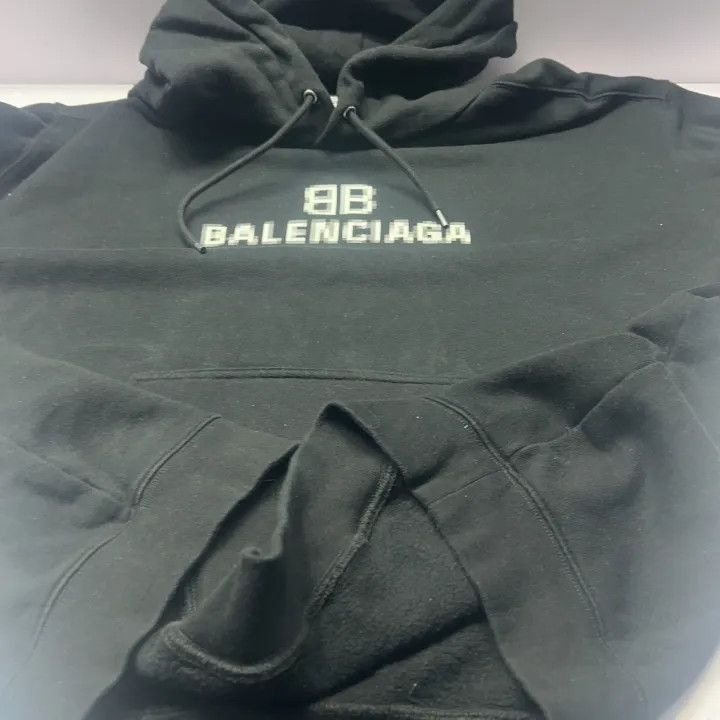 Balenciaga Balenciaga Logo Printed Fleece Hoodie Black 0079 Size US M / EU 48-50 / 2 - 13 Thumbnail