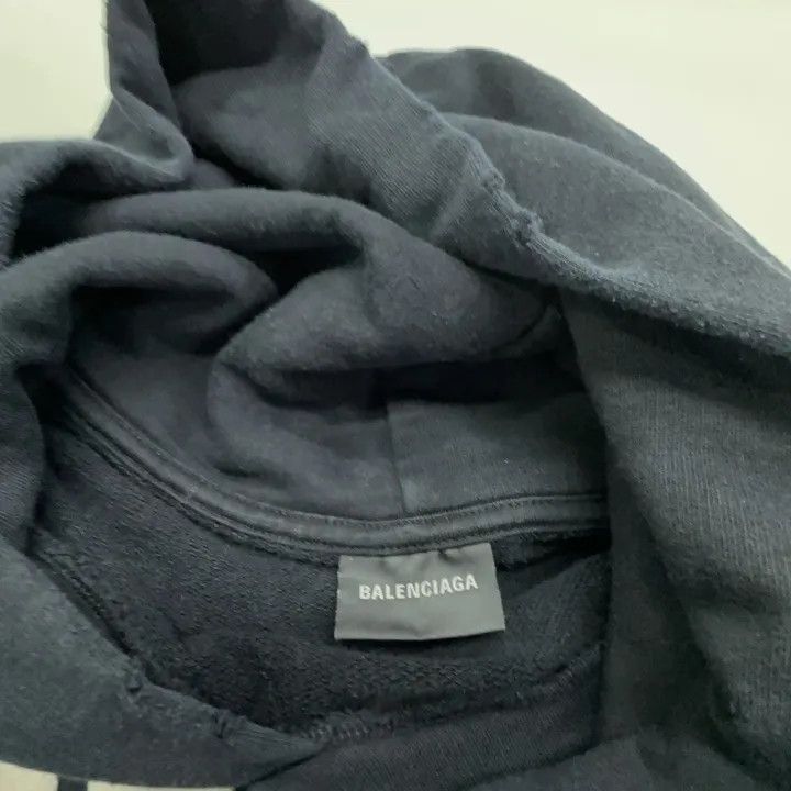 Balenciaga Balenciaga Black Logo Print Hoodie for Men 0079 Size US XXS / EU 40 - 6 Thumbnail