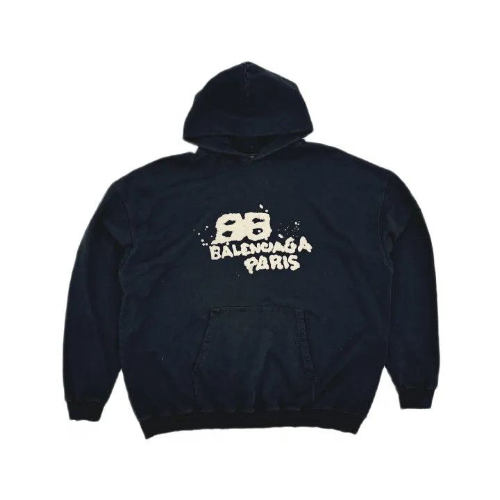 Balenciaga Balenciaga Black Logo Print Hoodie for Men 0079 Size US XXS / EU 40 - 2 Thumbnail
