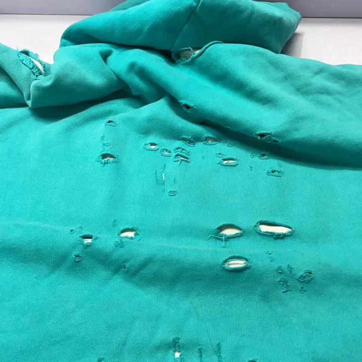 Balenciaga Balenciaga Distressed Hoodie in Sky Blue 0079 Size US S / EU 44-46 / 1 - 6 Thumbnail