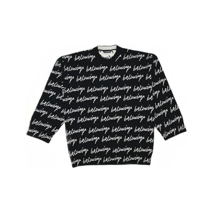 Balenciaga Balenciaga Logo Knit Pullover Sweater for Men 0079 Size US M / EU 48-50 / 2 - 2 Thumbnail
