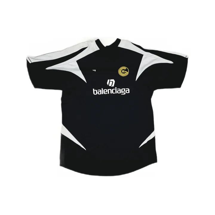 Balenciaga Balenciaga Black Graphic Short-Sleeve Football Shirt 0079 Size US L / EU 52-54 / 3 - 2 Thumbnail