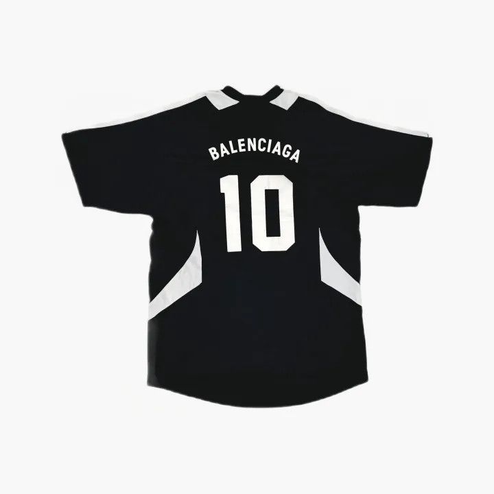 Balenciaga Balenciaga Black Graphic Short-Sleeve Football Shirt 0079 Size US L / EU 52-54 / 3 - 3 Thumbnail