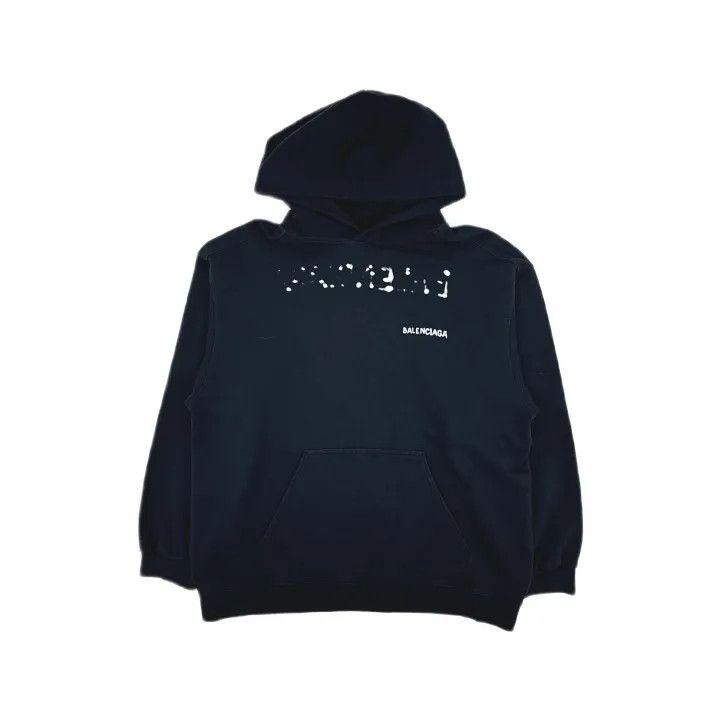 Balenciaga Balenciaga Black Logo Print Pullover Hoodie 0079 Size US M / EU 48-50 / 2 - 2 Thumbnail