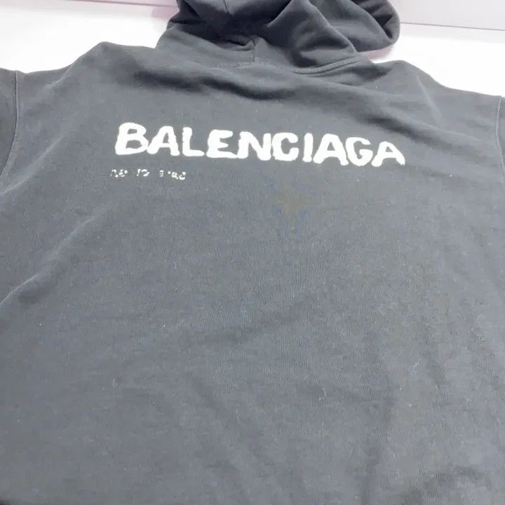 Balenciaga Balenciaga Black Logo Print Pullover Hoodie 0079 Size US M / EU 48-50 / 2 - 7 Thumbnail