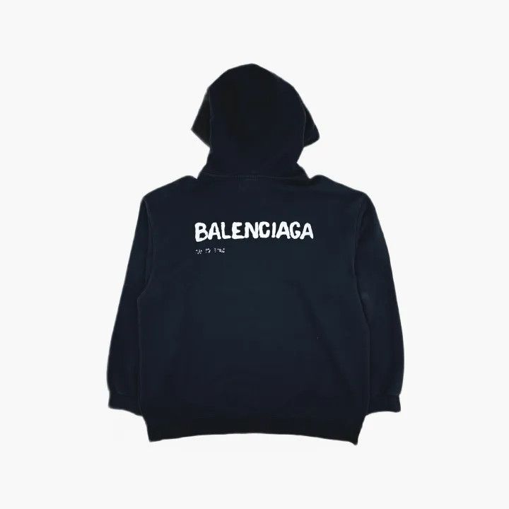 Balenciaga Balenciaga Black Logo Print Pullover Hoodie 0079 Size US M / EU 48-50 / 2 - 3 Thumbnail