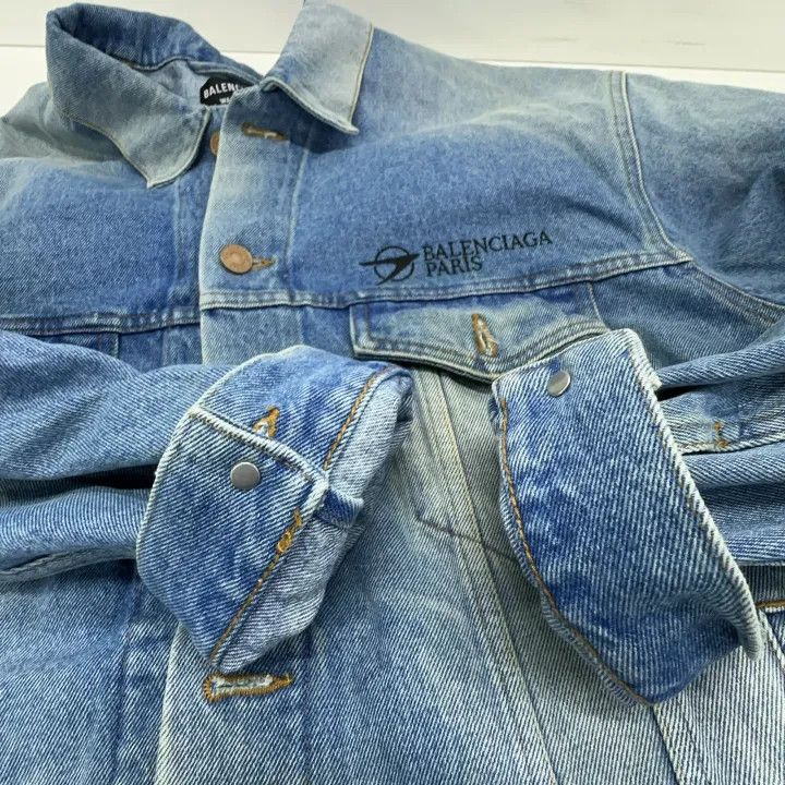 Balenciaga Balenciaga Classic Logo Embroidered Denim Jacket 0079 Size US XS / EU 42 / 0 - 9 Thumbnail