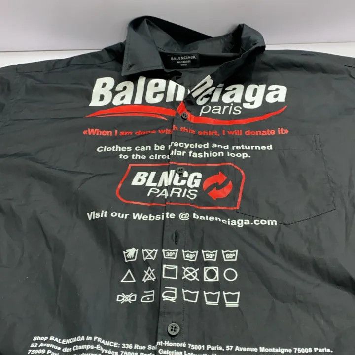 Balenciaga Balenciaga Logo Long Sleeve Shirt Unisex Black 0079 Size US XS / EU 42 / 0 - 13 Thumbnail