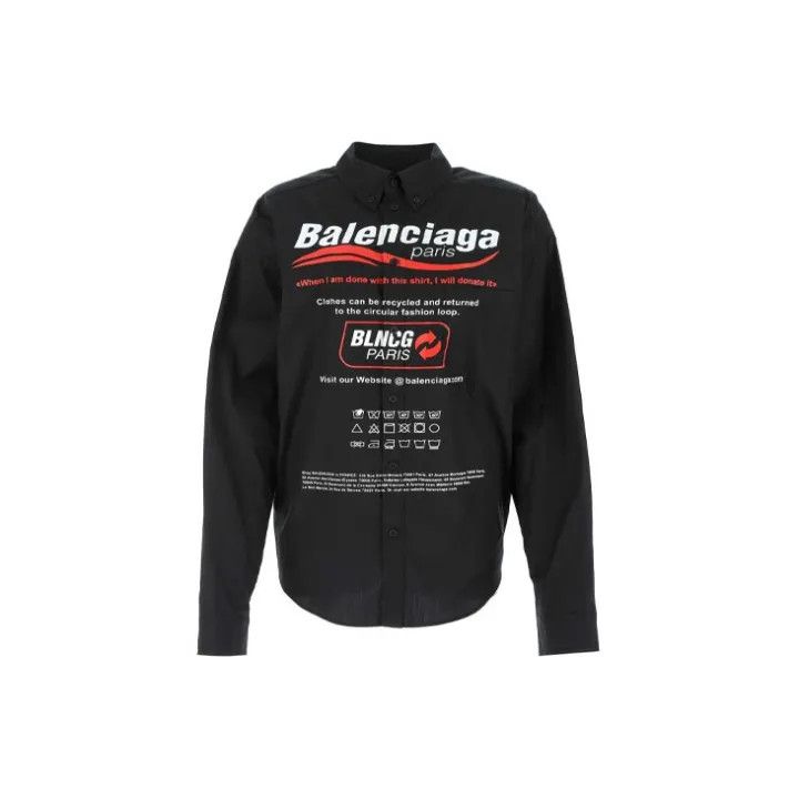 Balenciaga Balenciaga Logo Long Sleeve Shirt Unisex Black 0079 Size US XS / EU 42 / 0 - 2 Thumbnail