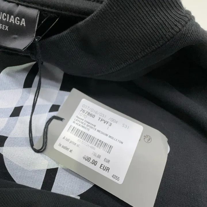 Balenciaga Balenciaga Black Logo Print Pullover Sweatshirt 0079 Size US M / EU 48-50 / 2 - 7 Thumbnail