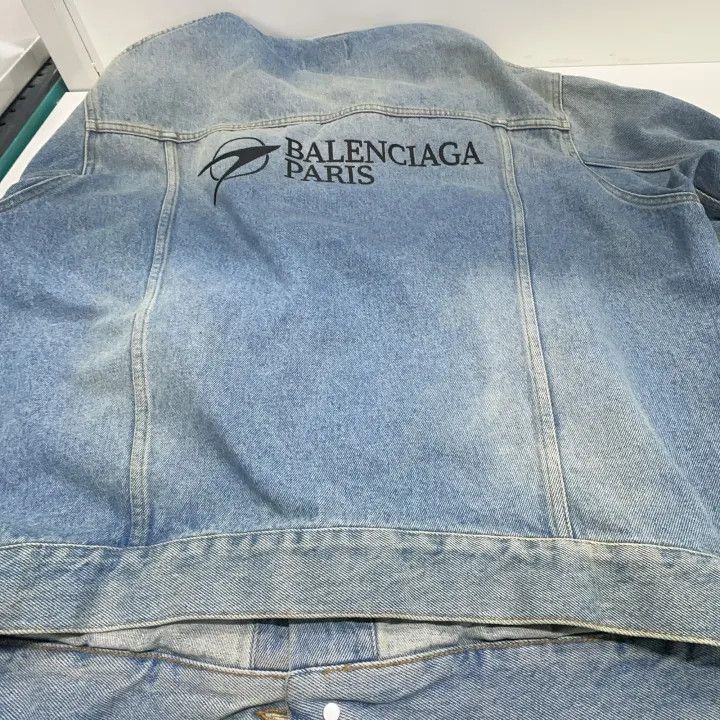 Balenciaga Balenciaga Blue Logo Embroidered Denim Jacket 0079 Size US XS / EU 42 / 0 - 8 Thumbnail