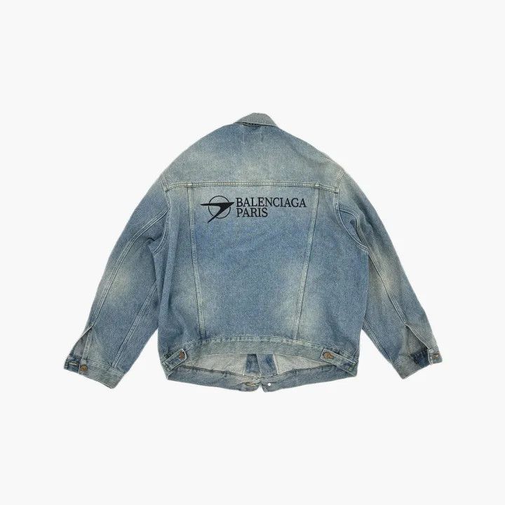 Balenciaga Balenciaga Blue Logo Embroidered Denim Jacket 0079 Size US XS / EU 42 / 0 - 3 Thumbnail