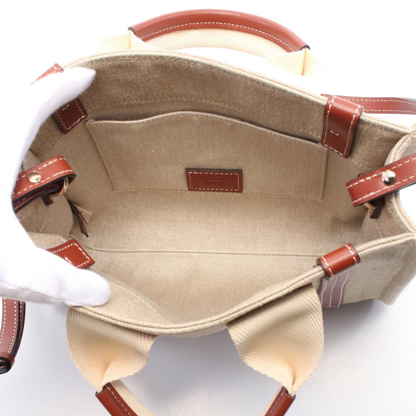 Chloe Chloe Chloe WOODY Fabric Leather Handbag Leather Handbag CHC22A397 Size ONE SIZE - 3 Thumbnail