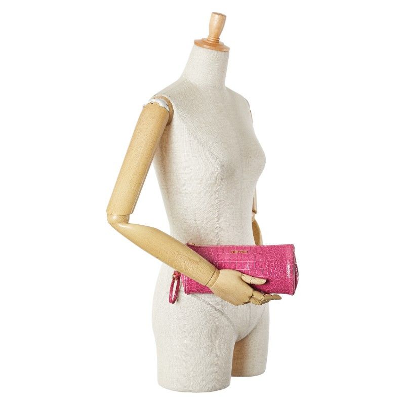 Miu Miu Miu Miu Miu Miu Croco Embossed Patent Pouch Enamel Other Size ONE SIZE - 12 Thumbnail