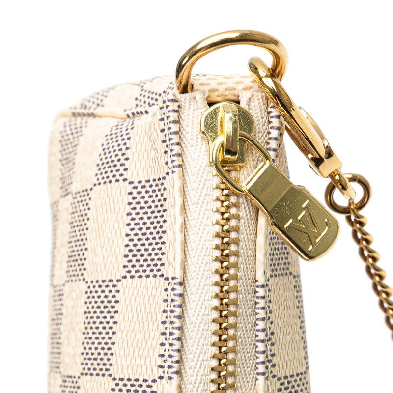 Louis Vuitton Louis Vuitton Louis Vuitton Mini Pochette Accessoires Damier Azur Accessory Pouch Canvas Handbag N58010 Size ONE SIZE - 7 Thumbnail