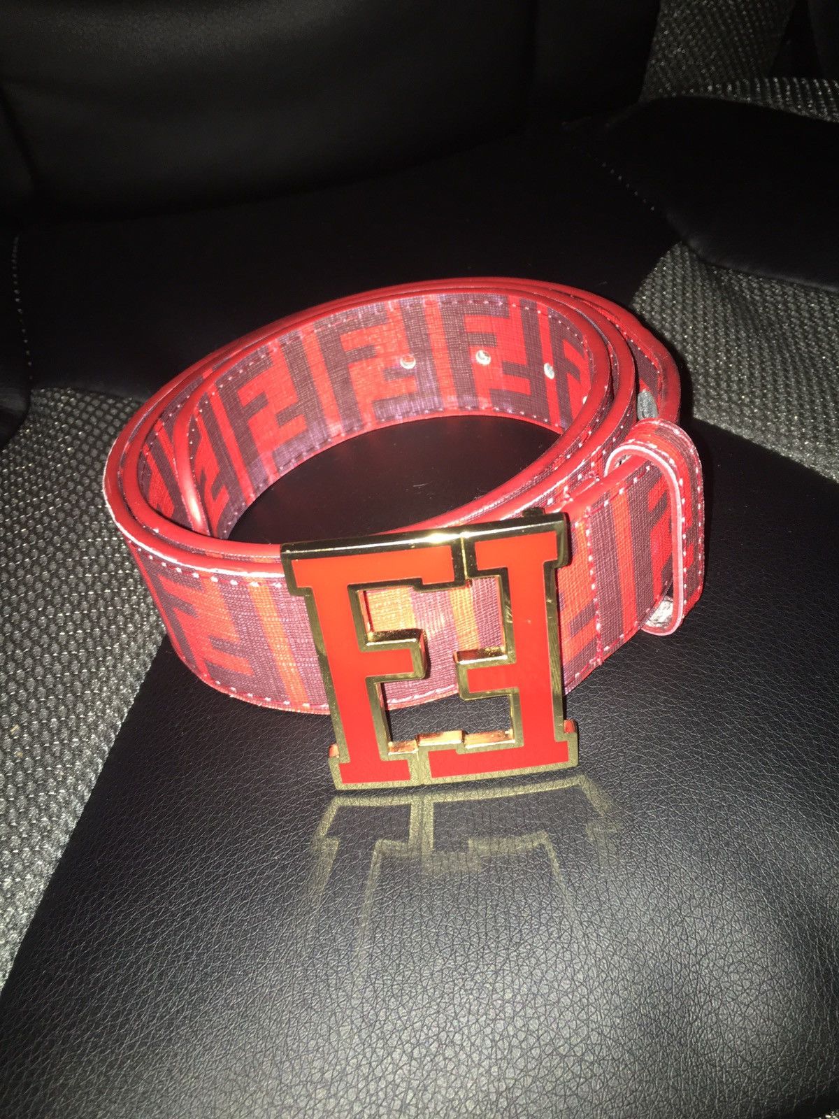 Fendi Red Fendi Zucca Belt Grailed