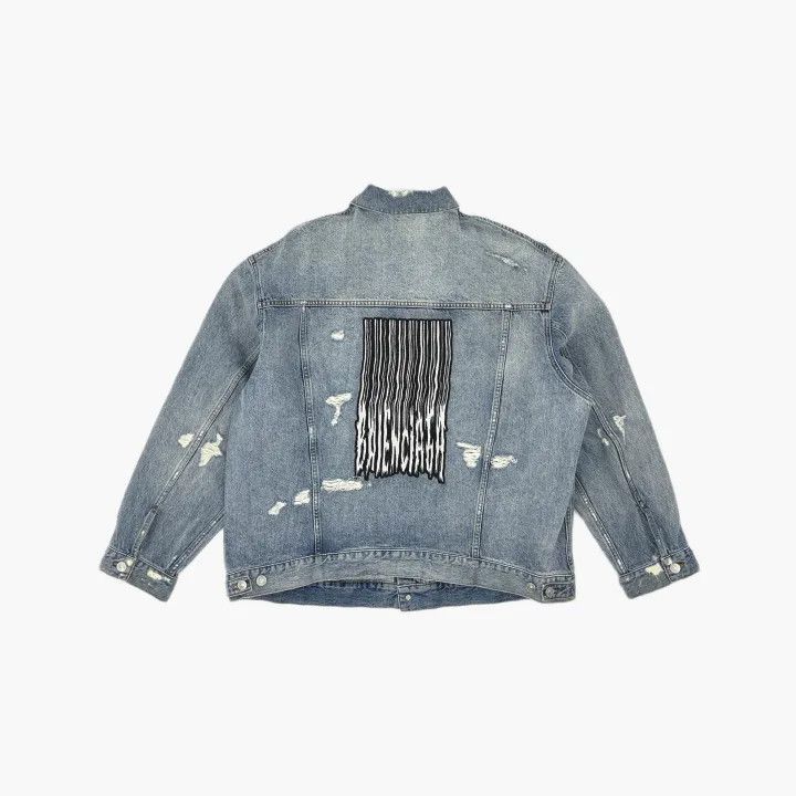 Balenciaga Balenciaga FW21 Logo Loose Denim Jacket 0079 Size US XS / EU 42 / 0 - 3 Thumbnail