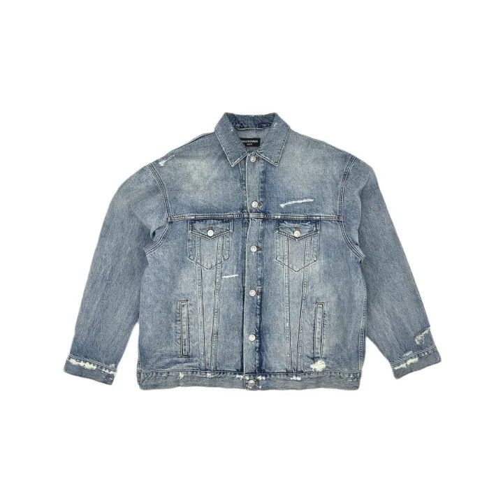 Balenciaga Balenciaga FW21 Logo Loose Denim Jacket 0079 Size US XS / EU 42 / 0 - 2 Thumbnail
