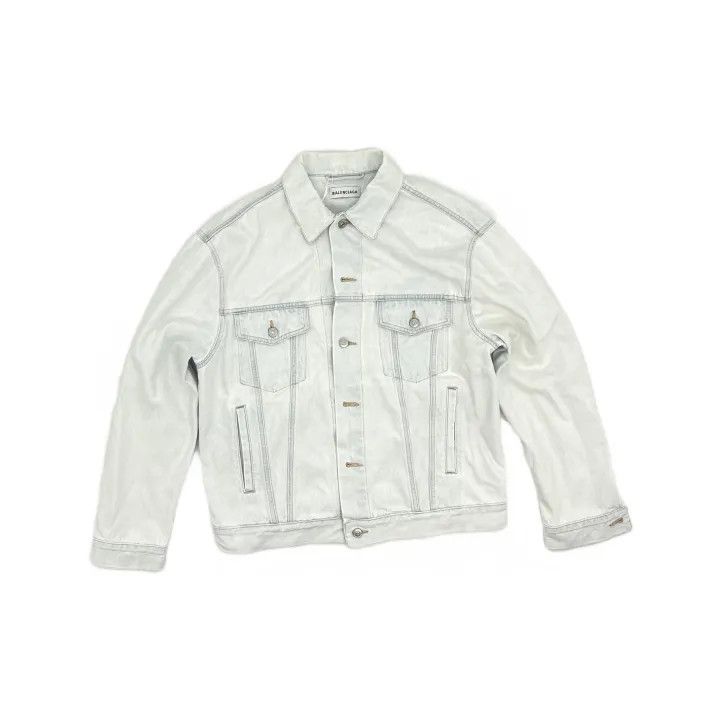 Balenciaga Balenciaga Embroidered Logo Denim Jacket Light Blue 0079 Size US S / EU 44-46 / 1 - 2 Thumbnail