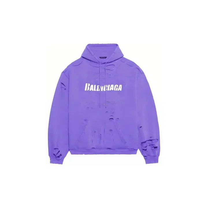 Balenciaga Balenciaga SS22 Purple Hooded Sweatshirt 0079 Size US M / EU 48-50 / 2 - 2 Thumbnail