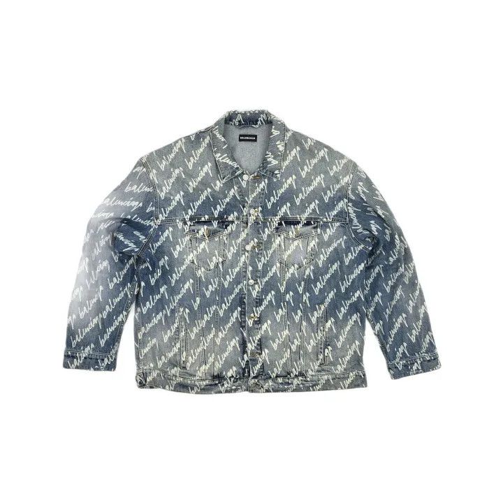 Balenciaga Balenciaga Denim Jacket with Logo Print 0079 Size US L / EU 52-54 / 3 - 2 Thumbnail