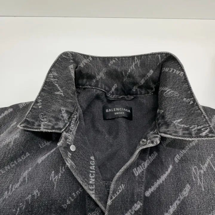 Balenciaga Balenciaga Black Logo Print Denim Jacket 0079 Size US S / EU 44-46 / 1 - 7 Thumbnail